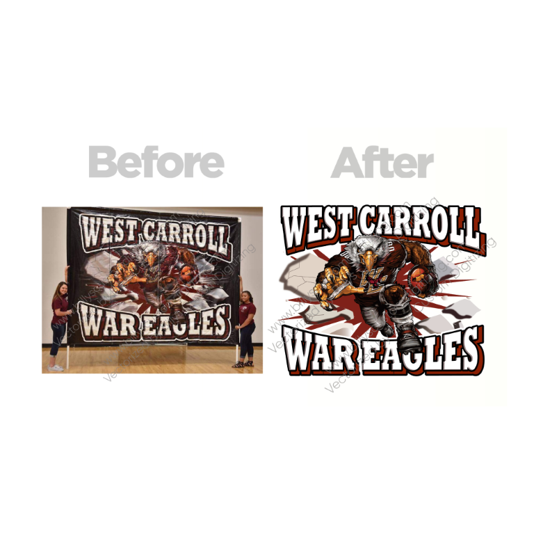 Before and after of a design through vector art