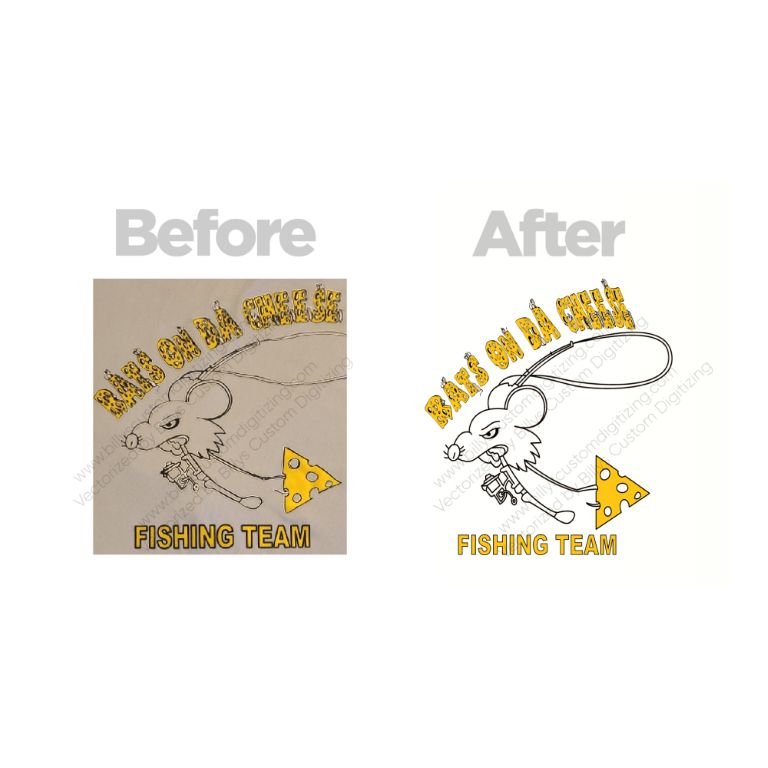 Before and after of a design through vector art