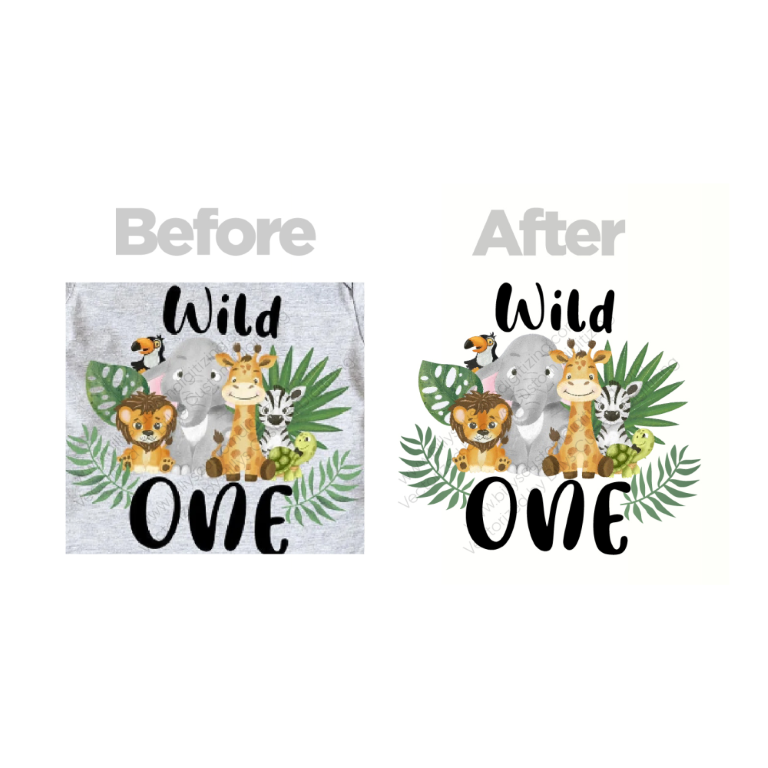 Before and after of a design through vector art