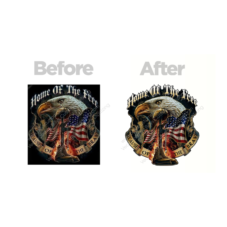 Before and after of a design through vector art