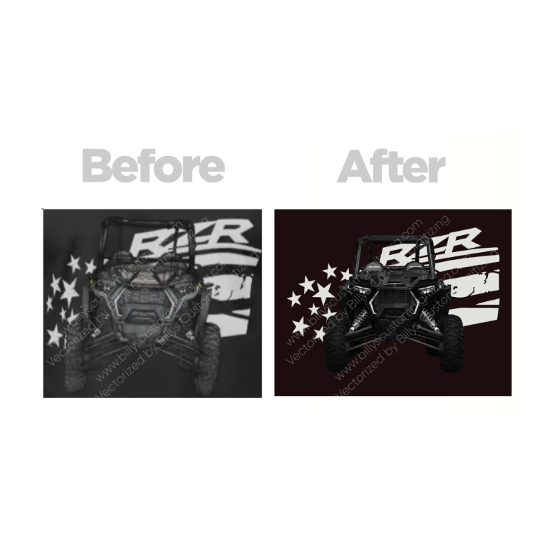 Before and after of a design through vector art