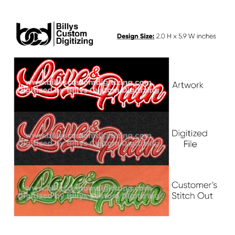 Artwork in digitized and stitch form