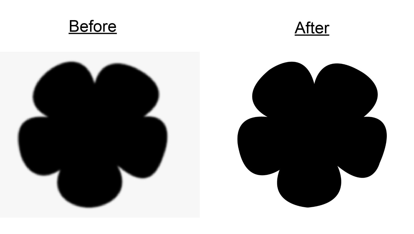 Before and after design of a leaf clover in vector art