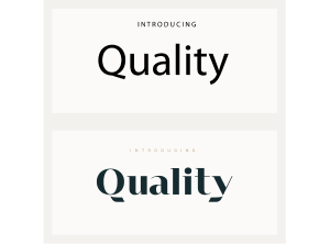 The word quality in different fonts